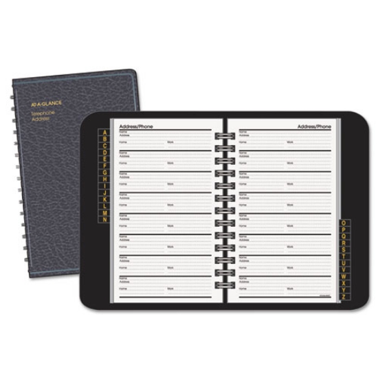 Picture of Telephone/Address Book, 4.78 x 8, Black Simulated Leather, 100 Sheets