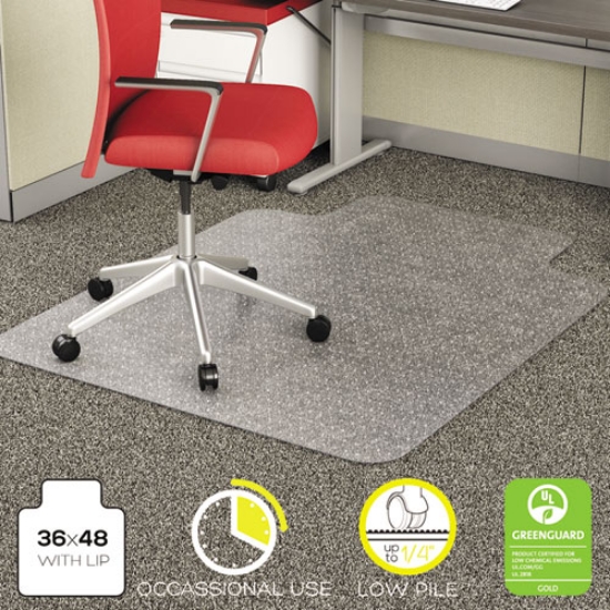 Picture of Economat Occasional Use Chair Mat, Low Pile Carpet, Flat, 36 X 48, Lipped, Clear