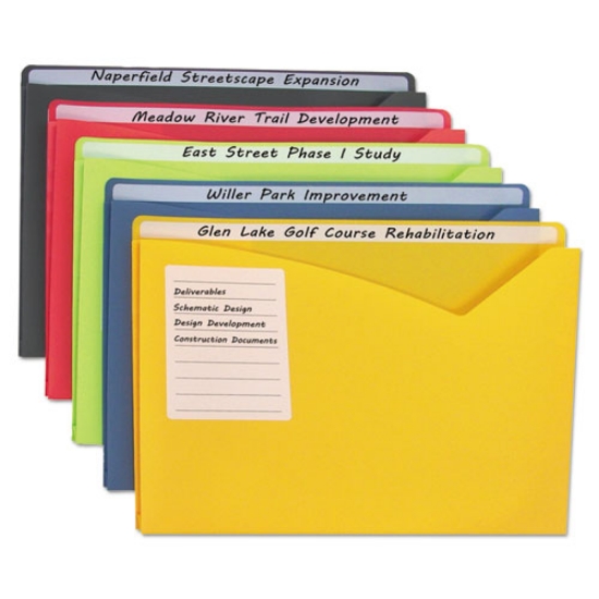 Picture of Write-On Poly File Jackets, Straight Tab, Letter Size, Assorted Colors, 25/box