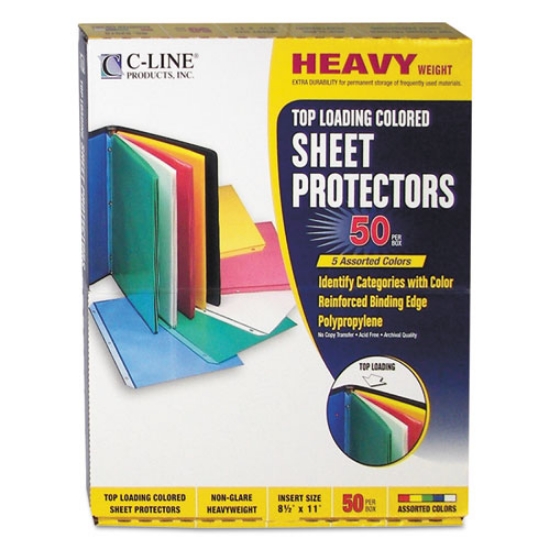 Picture of Colored Polypropylene Sheet Protectors, Assorted Colors, 2", 11 x 8.5, 50/Box