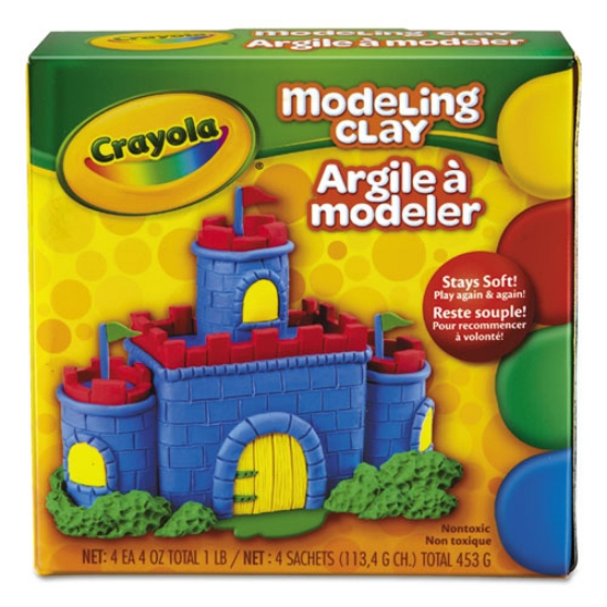 Picture of Modeling Clay Assortment, 4 oz of Each Color Blue/Green/Red/Yellow, 1 lb