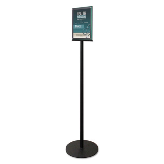 Picture of Double-Sided Magnetic Sign Display, 8.5 x 11 Insert, 56" Tall, Clear/Black