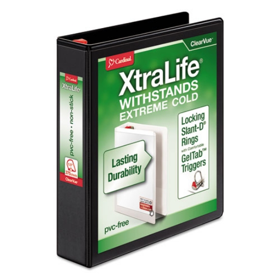 Picture of Xtralife Clearvue Non-Stick Locking Slant-D Ring Binder, 3 Rings, 1.5" Capacity, 11 X 8.5, Black