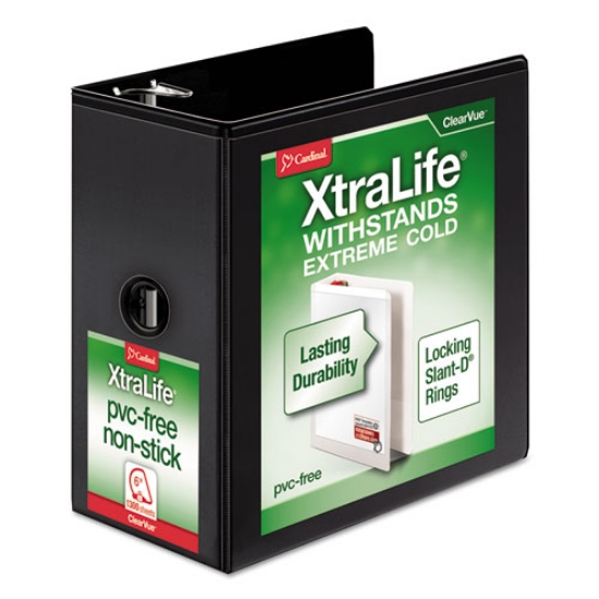 Picture of Xtralife Clearvue Non-Stick Locking Slant-D Ring Binder, 3 Rings, 6" Capacity, 11 X 8.5, Black