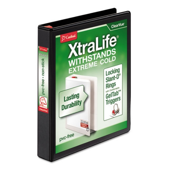 Picture of Xtralife Clearvue Non-Stick Locking Slant-D Ring Binder, 3 Rings, 1" Capacity, 11 X 8.5, Black