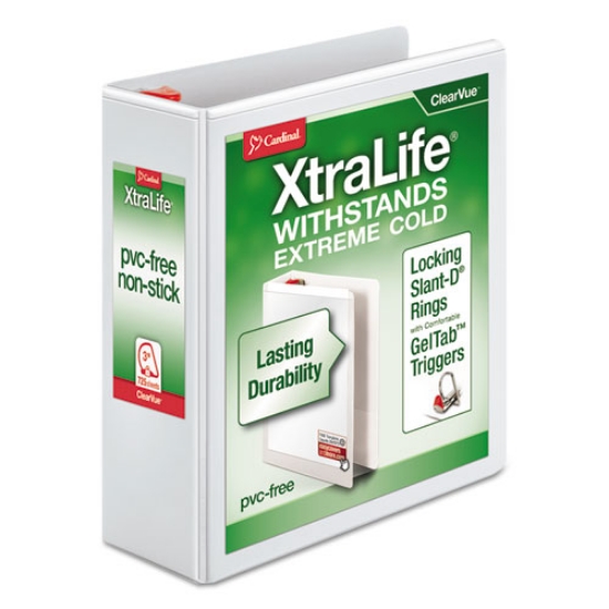 Picture of Xtralife Clearvue Non-Stick Locking Slant-D Ring Binder, 3 Rings, 3" Capacity, 11 X 8.5, White