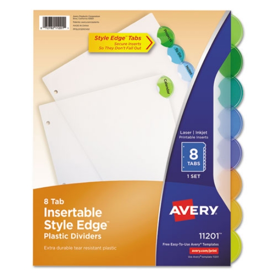 Picture of Insertable Style Edge Tab Plastic Dividers, 8-Tab, 11 X 8.5, Translucent, 1 Set