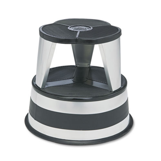 Picture of Kik-Step Steel Step Stool, 2-Step, 350 lb Capacity, 16" Diameter x 14.25"h, Silvertone