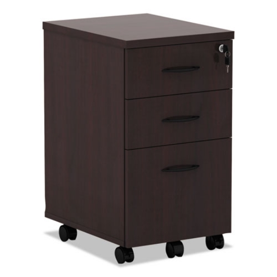 Picture of Alera Valencia Series Mobile Pedestal File, Left/right, 3-Drawers: Box/box/file, Legal/letter, Mahogany, 15.88 X 20.5 X 28.38
