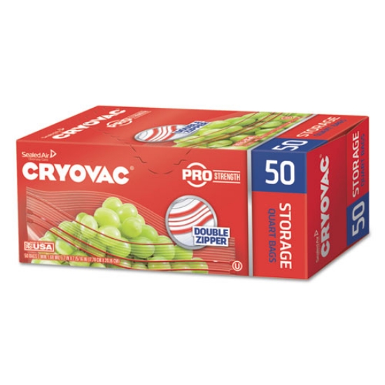 Picture of Cryovac One Quart Storage Bag Dual Zipper, 1 Qt, 1.68 Mil, 7" X 7.94", Clear, 450/carton