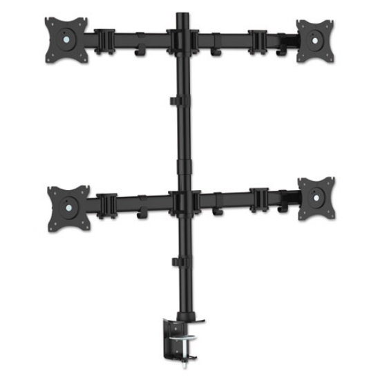 Picture of Articulating Quad Monitor Arms, For 13" To 27" Monitors, 360 Deg Rotation, 45 Deg Tilt, 180 Deg Pan, Black, Supports 18 Lb