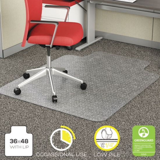 Picture of Economat Occasional Use Chair Mat, Low Pile Carpet, Roll, 36 X 48, Lipped, Clear