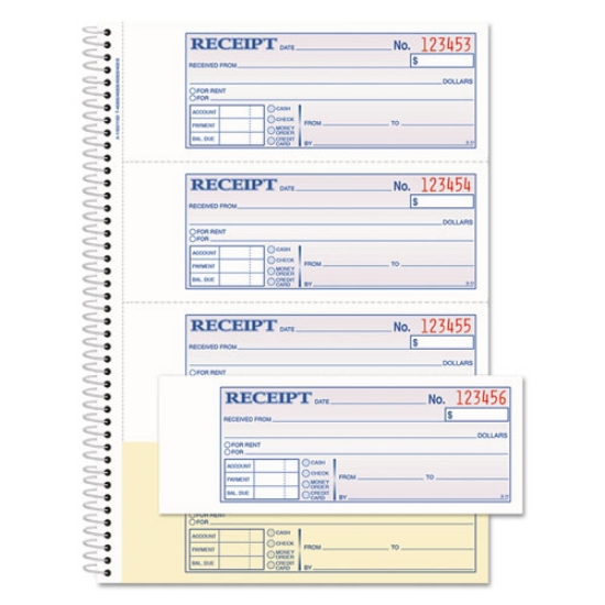 Picture of TOPS Money/Rent Receipt Book, Two-Part Carbon, 7 x 2.75, 4 Forms/Sheet, 200 Forms Total
