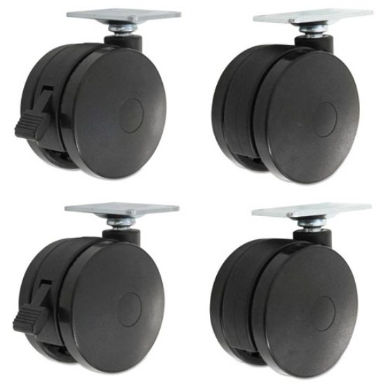 Picture of Casters for Height-Adjustable Table Bases, Grip Ring Stem, 2" Wheel, Black, 4/Set