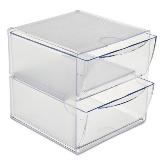 Picture of Stackable Cube Organizer, 2 Compartments, 2 Drawers, Plastic, 6 x 7.2 x 6, Clear