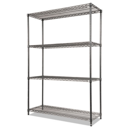 Picture of Wire Shelving Starter Kit, Four-Shelf, 48w X 18d X 72h, Black Anthracite