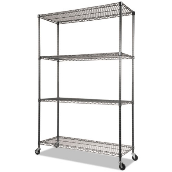 Picture of Nsf Certified 4-Shelf Wire Shelving Kit With Casters, 48w X 18d X 72h, Black Anthracite