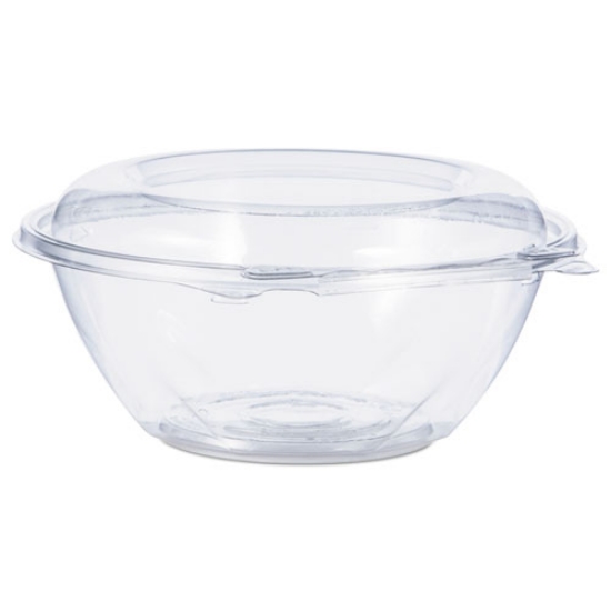 Picture of Tamper-Resistant, Tamper-Evident Bowls with Dome Lid, 24 oz, 7" Diameter x 3.1"h, Clear, Plastic, 150/Carton