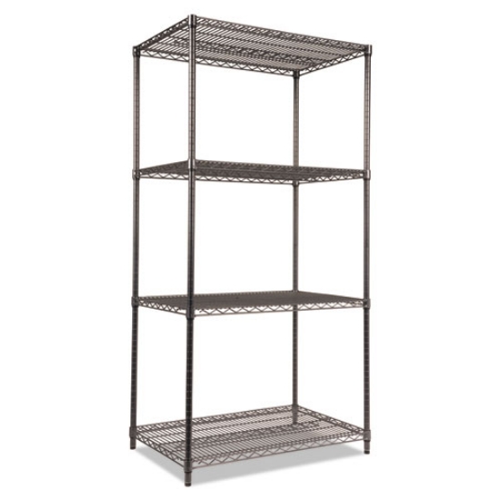 Picture of Wire Shelving Starter Kit, Four-Shelf, 36w X 24d X 72h, Black Anthracite