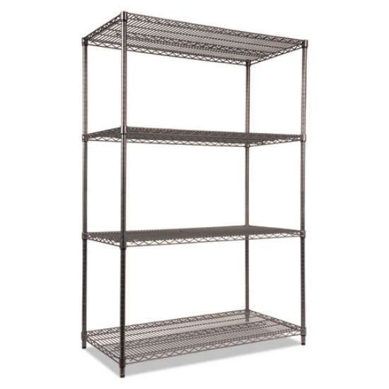 Picture of Wire Shelving Starter Kit, Four-Shelf, 48w X 24d X 72h, Black Anthracite