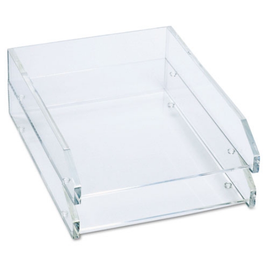 Picture of Clear Acrylic Letter Tray, 2 Sections, Letter Size Files, 10.5" X 13.75" X 2.5", Clear, 2/pack