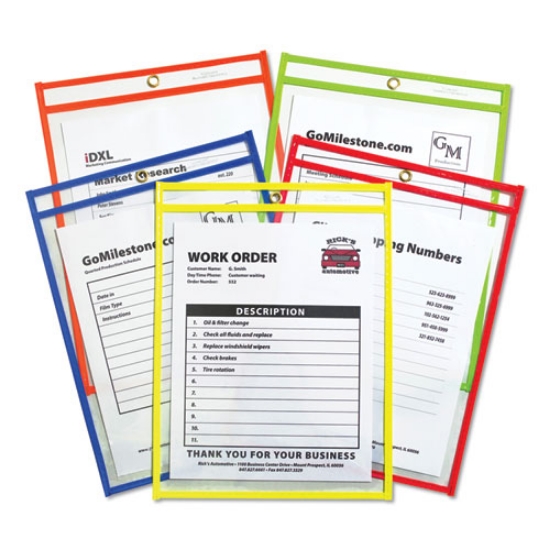 Picture of Stitched Shop Ticket Holders, Neon, Assorted 5 Colors, 75", 9 X 12, 25/bx