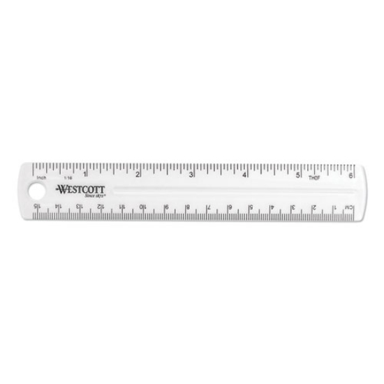 Picture of Transparent Shatter-Resistant Plastic Ruler, Standard/metric, 6" Long, Clear