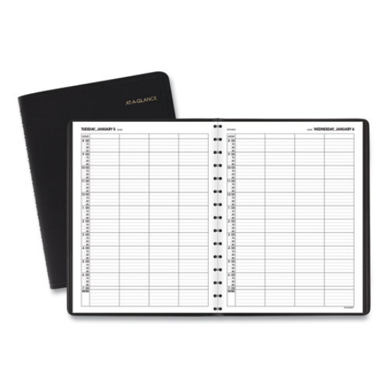 Picture of Four-Person Group Daily Appointment Book, 11 x 8, Black Cover, 12-Month (Jan to Dec): 2024