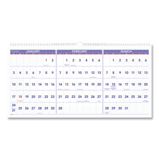 Picture of Deluxe Three-Month Reference Wall Calendar, Horizontal Orientation, 24 x 12, White Sheets, 15-Month (Dec-Feb): 2023 to 2025