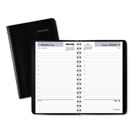 Picture of DayMinder Daily Appointment Book, 8 x 5, Black Cover, 12-Month (Jan to Dec): 2024