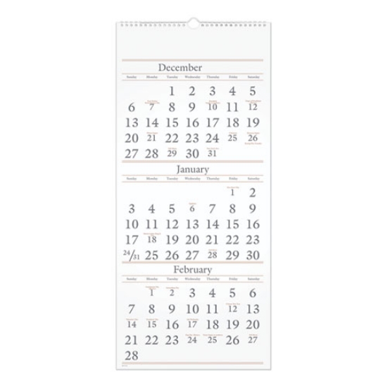 Picture of Three-Month Reference Wall Calendar, 12 x 27, White Sheets, 15-Month (Dec to Feb): 2023 to 2025