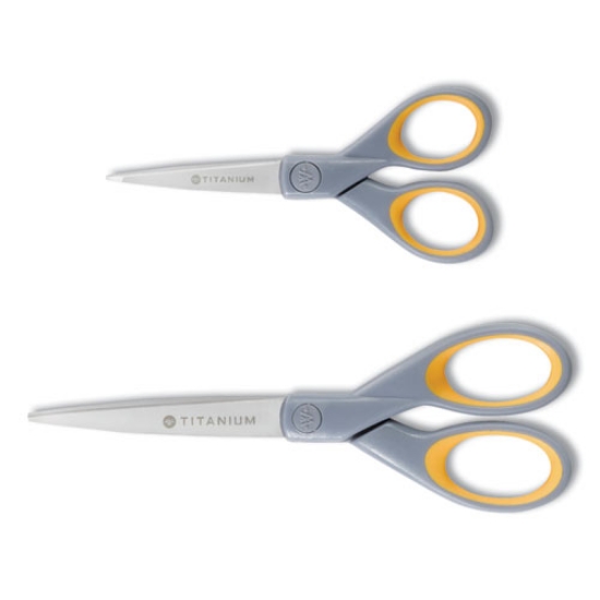 Picture of Titanium Bonded Scissors, 5" And 7" Long, 2.25" And 3.5" Cut Lengths, Gray/yellow Straight Handles, 2/pack