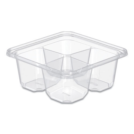 Picture of TamperGuard Snack Boxes, 4-Compartment, 6.3 x 6.3 x 2.6, Clear, Plastic, 300/Carton