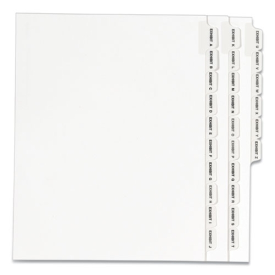 Picture of preprinted legal exhibit side tab index dividers, avery style, 26-tab, exhibit a to exhibit z, 11 x 8.5, white, 1 set, (1370)