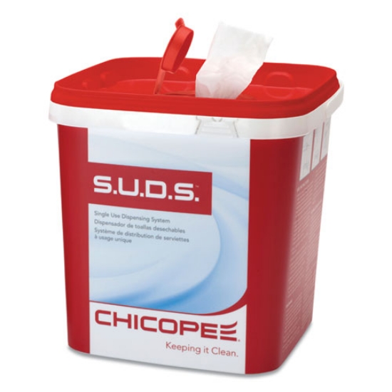 Picture of S.u.d.s Bucket With Lid, 7.5 X 7.5 X 8, Red/white, 6/carton