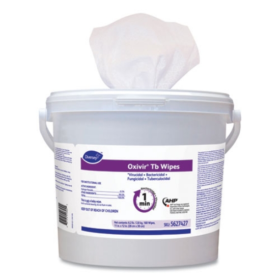 Picture of Oxivir TB Disinfectant Wipes, 11 x 12, White, 160/Bucket, 4 Buckets/Carton
