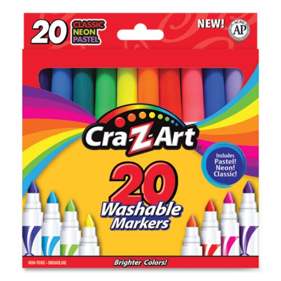 Picture of Washable Markers, Broad Bullet Tip, Assorted Classic/neon/pastel Colors, 20/set