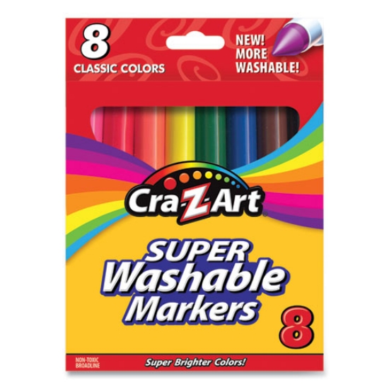 Picture of Super Washable Markers, Broad Bullet Tip, Assorted Colors, 8/set