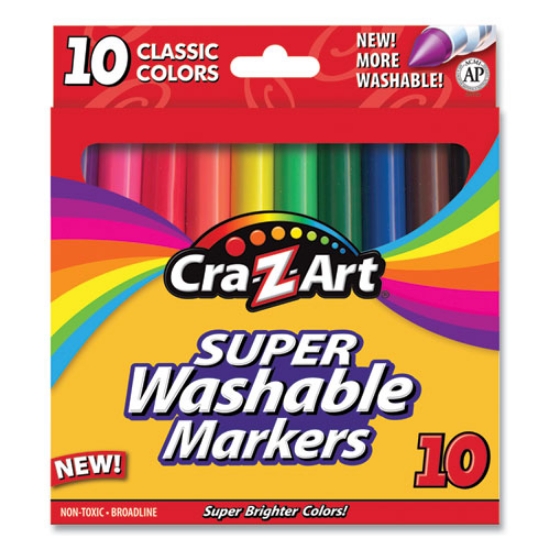 Picture of Super Washable Markers, Broad Bullet Tip, Assorted Colors, 10/set