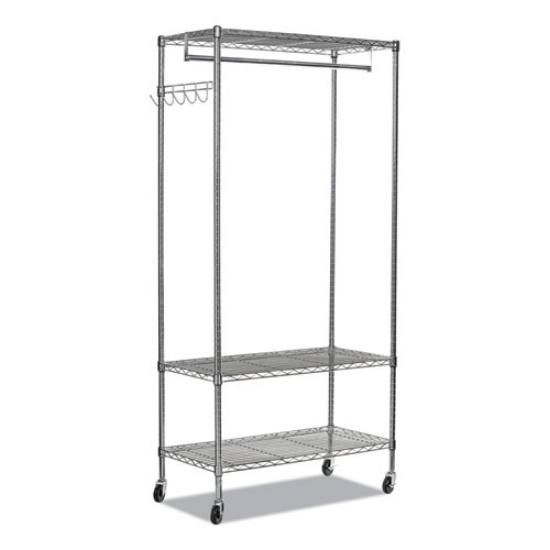 Picture of Wire Shelving Garment Rack, 40 Garments, 48w X 18d X 75h, Silver