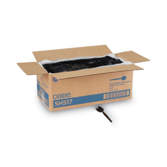 Picture of Plastic Cutlery, Heavyweight Soup Spoons, 5 3/4", Black, 1,000/carton