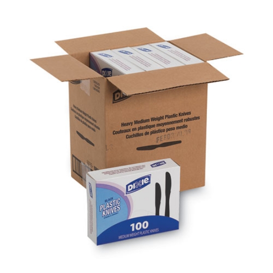 Picture of Plastic Tableware, Heavy Mediumweight Knives, Black, 100/box, 10 Boxes/carton