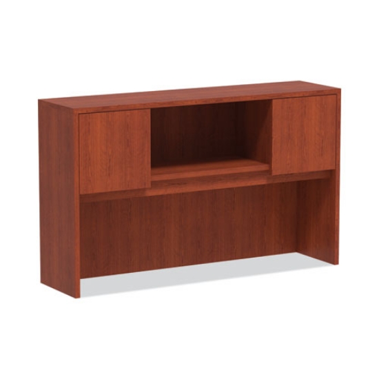 Picture of alera valencia series hutch with doors, 4 compartments, 58.88w x 15d x 35.38h, medium cherry