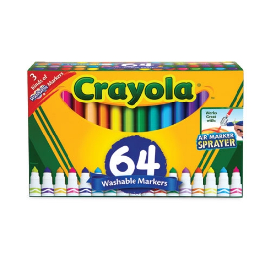 Picture of Broad Line Washable Markers, Broad Bullet Tip, Assorted Colors, 64/set