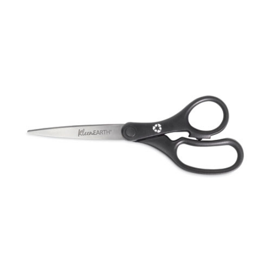 Picture of Kleenearth Basic Plastic Handle Scissors, 8" Long, 3.25" Cut Length, Black Straight Handle