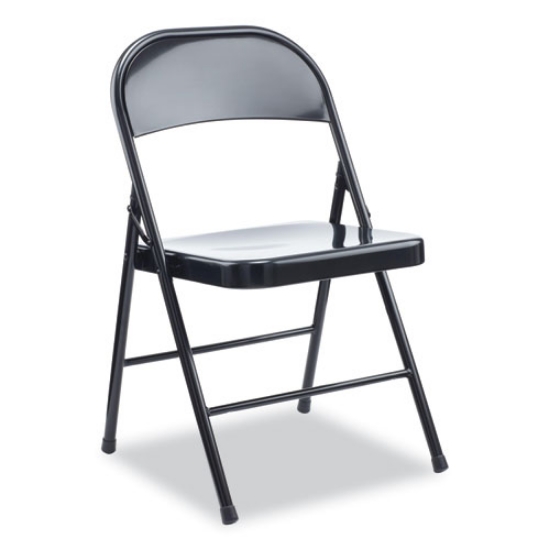 Picture of Armless Steel Folding Chair, Supports Up to 275 lb, Black Seat, Black Back, Black Base, 4/Carton