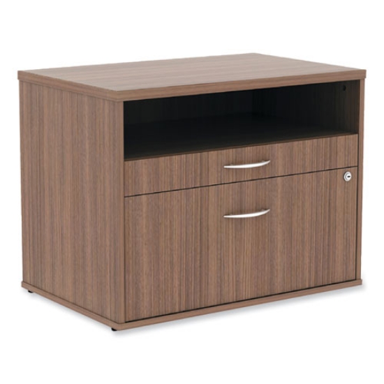 Picture of Alera Open Office Desk Series Low File Cabinet Credenza, 2-Drawer: Pencil/file, Legal/letter, 1 Shelf,walnut,29.5x19.13x22.88