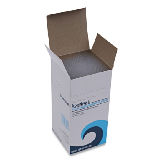 Picture of Jumbo Straws, 7.75", Plastic, Translucent, Unwrapped, 250/pack, 50 Packs/carton