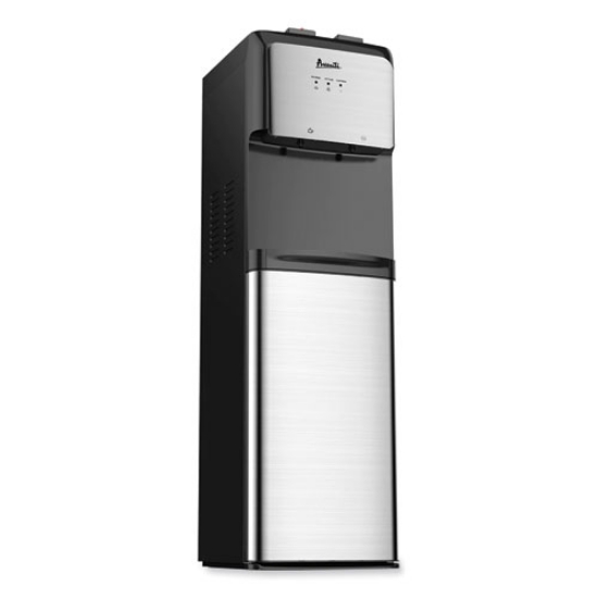Picture of bottom loading water dispenser with uv light, 3 to 5 gal, 41.25 h, black/stainless steel