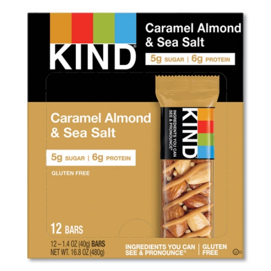 Picture of Nuts And Spices Bar, Caramel Almond And Sea Salt, 1.4 Oz Bar, 12/box